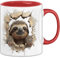Trendation - 3D Faultier Tasse Geschenk Kaffee-Becher Faultier Loch Wand (Rot)