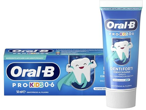 Oral B Dentifricio Pro Kids Denti Forti, Gusto Delicato, Per Bambini da 0 ai 6 anni, 12 Confezioni X 50ml