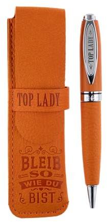 History & Heraldry Bamboo Persönlicher und individueller Kuli Kugelschreiber Stift mit Namen und Spruch Personalisiertes Etui Monogramm-Design persönliches Geschenk (Kuli Top Lady)