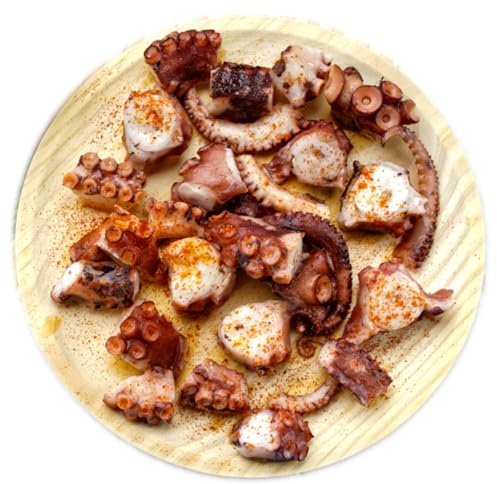 CHEFZOCO Plato para pulpo, Plato de madera para pulpo, Plato pulpeiro, Plato de servir pulpo, Tabla para pulpo, Plato Gallego Pulpo, Certificado alimenticio, Fabricado en Galicia, Madera Pino, 20 cm