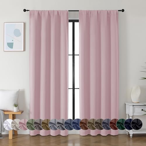 Simplebrand Ava Blush - Tende oscuranti per camera da letto, 213 cm di lunghezza, 2 pannelli, isolate termicamente, tende oscuranti per la privacy, 101 x 213 cm, colore: rosa cipria
