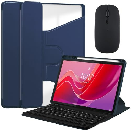 Étui Clavier pour Lenovo Tab M11 (TB-330FU/330XU), 11 Pouces, Étui Transparent Rotatif À 360 ° Et Clavier Bluetooth Magnétique Détachable,Marine