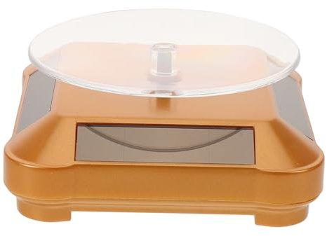 ULTECHNOVO 360degree Motorized Rotating Turntable Display Stand for Jewelry Digital Products and Commercial Use Solar-powered Revolving Platform Elegant Gold Design