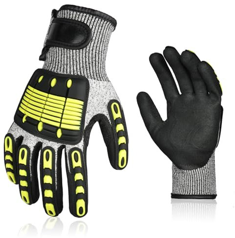 Ainiv Guantes de Trabajo para Hombre y Mujeres, Guantes Trabajo Resistentes a Cortes, Guantes Anticorte, Jardineria, Guantes Mecanico y Soldador, Antiimpacto para Carpinteros, Transporte, Logística-XL