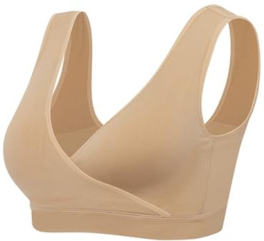 Lemef Nursing Sleep Bras Wirefree Maternity Breastfeeding Bras No Padding Nude Size S