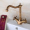 HGJHJJHK Waschtischarmatur Retro Antik, Mischbatterie mit 360° drehbarem Auslauf, Messing-Waschtischarmatur, Warm- und Kaltwasser-Badezimmerarmatur, Badarmatur im Vintage-Stil, Mischbatterie mit Zwei