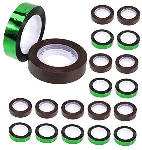 VILLCASE Blumenband 20 Stück Tiefbraun Und Hellgrün 1,2cm x 25m Floristenband Langlebig Dehnbar Wasserabweisend Selbstgemacht Blumensträuße Hochzeitsdeko Verpackung