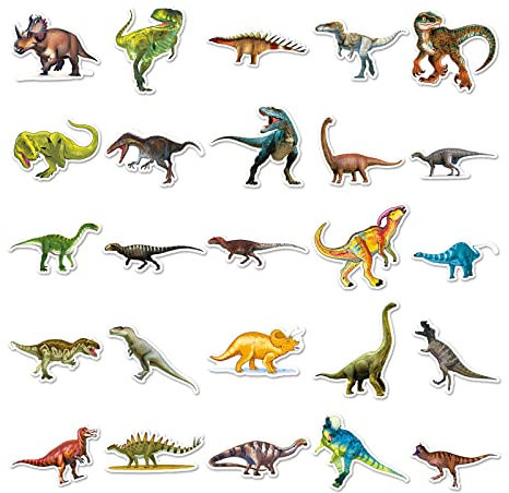 50 Stück Dinosaurier Sticker Abziehbilder, Scrapbooking Aufkleber Dino Stickers Selbstklebende Dekoration Transparentes für Fotoalbum, Laptop, Handy, Wand, Scrapbook, Reisegepäck