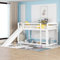 Etagenbett für Kinder und Jugendliche, Kinderbett mit Rutsche, Massivholzrahmen, einfache Montage, 90x200cm (weiß)