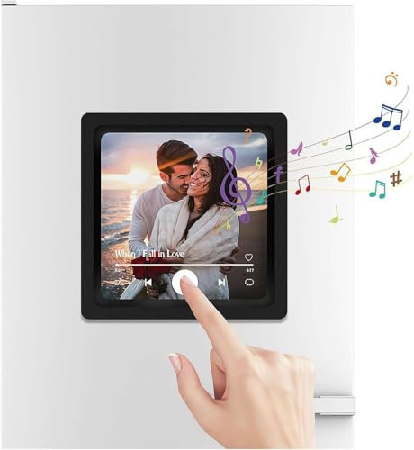 Custom Album Fridge Magnet with Photo, Personalized Music Fridge Magnet Can Play Songs, Black Style 1