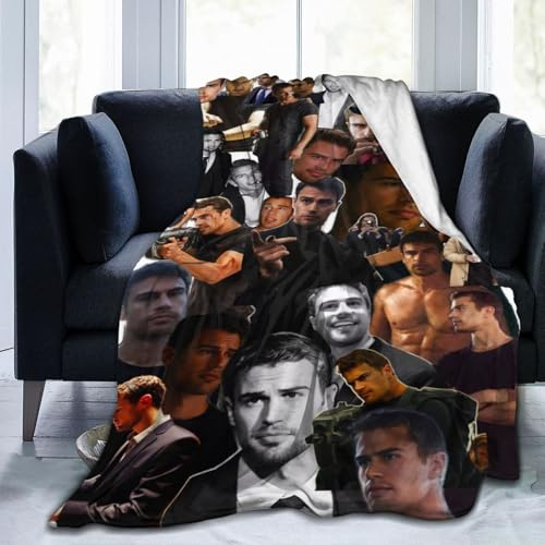Foursssve Blanket Theo Schauspieler James Überwurf, Flanelldecken für Bett, Sofa, Couch, Wohnzimmer, weich, warm, Fleece, Klimaanlage, Steppdecke, Geschenke, 127 x 101,6 cm