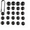 Radmutter-Abdeckkappen für Opel 17 mm, Schwarz, 24 Stück