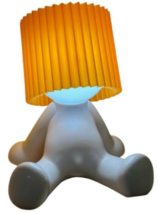 Honfitat Schüchterner kleiner Junge Schreibtischlampe für Freunde Paar Geschenke lustige witzige Heimdekoration Ornamente Nachttischlampe (Orange)