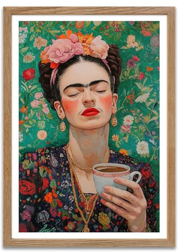 ARTFAVES® Poster - Frida Kahlo 1 | Wanddeko Wandbild Kunst Modern Witzig | mit Rahmen Eiche | 30 x 40 cm