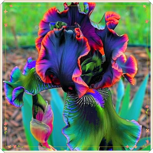 Iris in seltenen Farben, schöne und elegante Blüten, winterharte mehrjährige Zwiebeln, auffällige Zierblumen im Garten und Topfpflanzen-4 zwiebeln-e