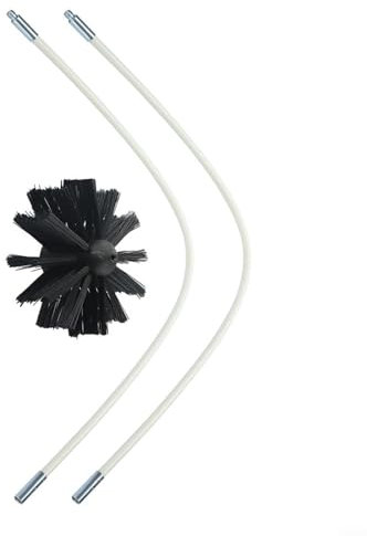 Kit completo per la manutenzione della canna fumaria con una spazzola per la pulizia affidabile e due aste di prolunga flessibili