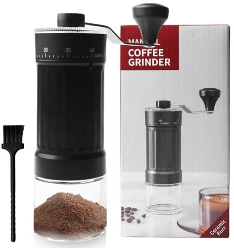 GOMETY - Macinacaffè manuale esterno, macina a mano, 40 livelli, regolazione a mano, manovella ad alta precisione, per casa, ufficio, viaggio, caffè