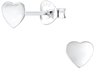 Monkimau Mädchen Ohrringe Herz | Ohrstecker aus 925 Sterling Silber | Kinderohrringe hypoallergen