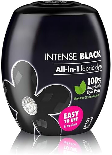 AMK® All in 1 Fabric Dye Pod Intense Black for Washing Machine Use Textile Colour to Revive Faded Clothes Jeans & Home Decor on Cotton Linen Viscose