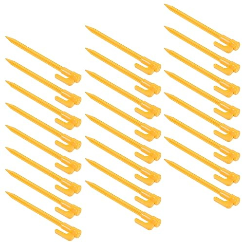 Toyvian 24pcs Plastic Tent Stakes Heavy Duty Camping Tent Pegs Outdoor Beach Nails for Tarp