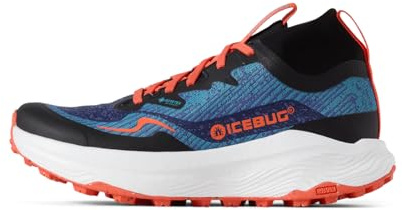 Icebug Järv Gaiter RB9X GTX Herren – Winterlaufschuh – wasserdicht mit Gore-TEX®, Gamasche, rutschfeste Sohle – Ice Blue/Orange – EU 47