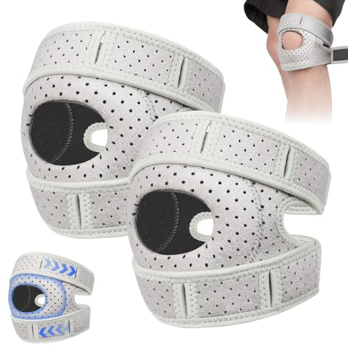 Fefod Ginocchiera Ortopedica, Ginocchiera a Compressione Doppia Rotula con Apertura Rotulea e Imbottiture in Silicone, Tutore Ginocchio Regolabile per Corsa,Sport, Artrite, Tendinite