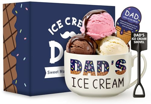 Dads Ice Cream Bowls and Shovel Set, Dad Gifts for Fathers Day Christmas