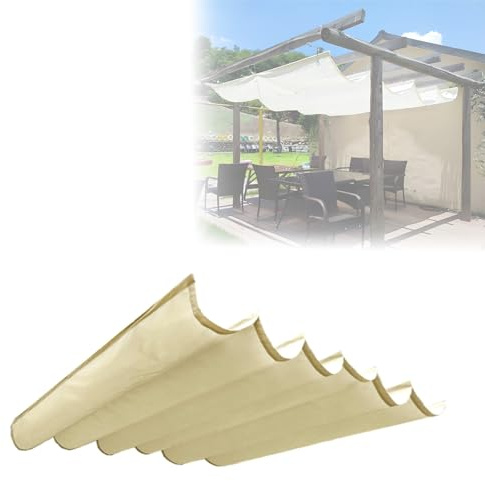 Sonnenmarkise, einziehbar, UV-beständig, für Terrassen, Veranden, Balkone und Pavillons, komplettes Installationsset im Lieferumfang enthalten, Beige 1,5 m