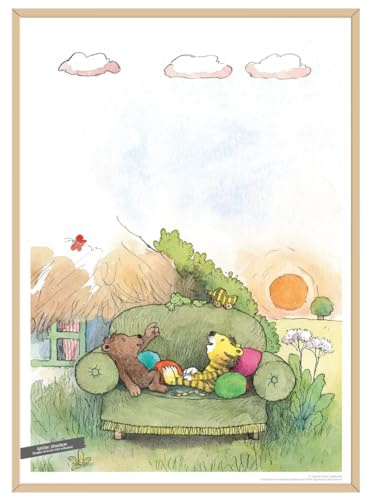 Janosch Poster – Wolken ziehen vorbei Ungerahmt 30x40 cm Wandbild Kinder | Janosch Wandbild Kinderzimmer als Geschenk zur Taufe Geburt oder Einschulung | ohne Rahmen | Maße 30x40 cm