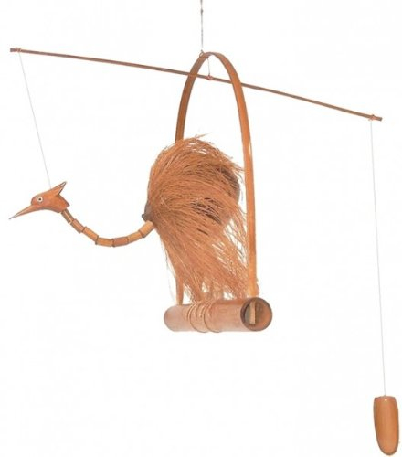 Kunsthandwerk Asien Windspiel Vogel Natur groß aus Holz