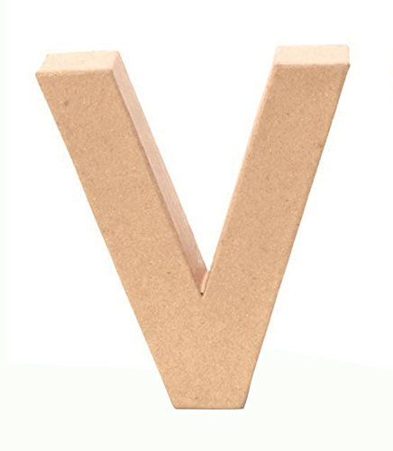 Glorex 6 2029 122 - Papp - Buchstabe V, Buchstabe aus brauner Pappe, ca. 17,5 X 5,5 cm groß, zum bemalen und bekleben, für Serviettentechnik und Décopatch, ideal als Dekoration