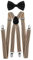 axy Hochwertige Herren Hosenträger mit Fliege - 4 Starken Clips X-Form (Modell 3 (Hosenträger Breit 2,5cm)+Schwarze Fliege)