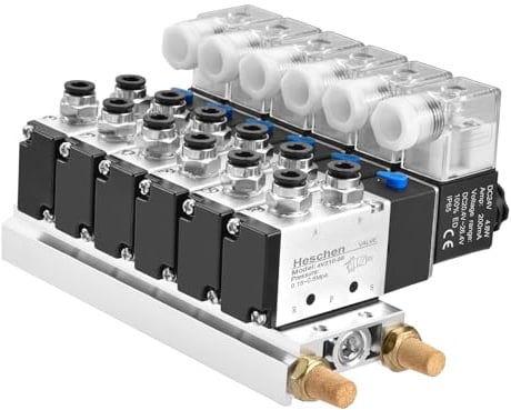 Heschen Elettrovalvola pneumatica elettrica a 6 vie 4V210-08 DC 24 V PT1/4 5 vie 2 posizioni collettore silenzioso con kit di raccordi rapidi