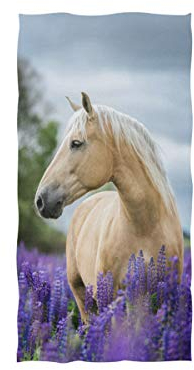 linomo Handtuch Tier Pferd Lavendel Blume Handtuch Baumwolle Gesicht Towel Dish Geschirrtuch für Kinder Mädchen Jungen