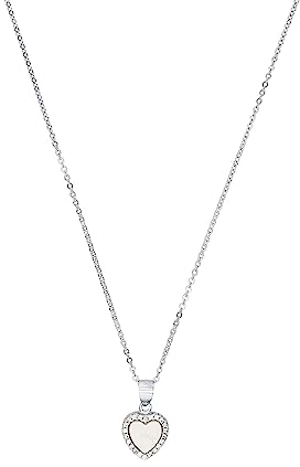 Amor Kette mit Anhänger 925 Sterling Silber Damen Halsschmuck, mit Zirkonia synth., 42 cm, Silber, Herz, Kommt in Schmuck Geschenk Box, 2026057