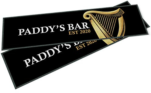 Purple Print House Irish Harp Ireland Personalised Bar Runner Mats Irish Gifts Rubber Beer Mat Accessories Home Pub Man Cave St Patrick Day Party Irish Pub Pint Beer Ale (Small - 440 x 250 mm)