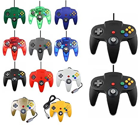 2 controller per Nintendo 64 N64 colore a scelta con cavo Gamepad Joypad (2 X nero)