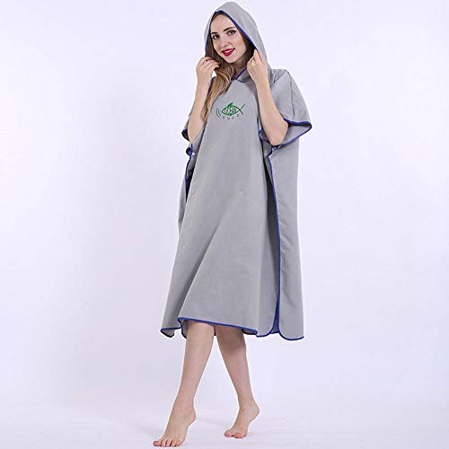 Badeponcho, Surfponcho, Ultraleicht Handtuch Badetuch Poncho, Strand Umziehhilfe, Schnelltrockend Bademantel aus Mikrofase für Damen Herren Kinder 90 * 110cm (Grau)