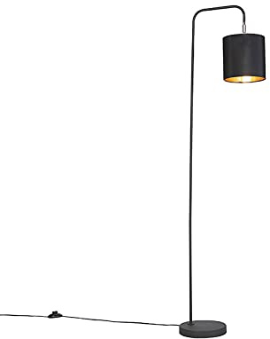 Qazqa Smart led Modern Stehleuchte mit Schirm, Stehlampe - Lofty - Schwarz, Rund, inkl. 7W LED-Lampe, 2700K - 6500K, dimmbar, 140.5cm, Ideal als Schlafzimmerlampe und Wohnzimmerlampe