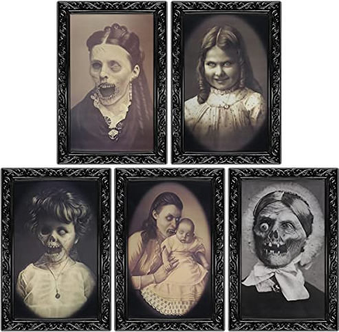 FHzytg 5 Stück Halloween Bilder, Halloween Bild Grusel Bilder Halloween Wackelbild Horror Bild, Halloween 3D Bild Halloween Bilder 3D Halloween Grusel Bild Bilder Horror für Halloween