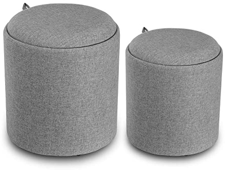 Versa Bangalore Tabouret Puff carré Repose-Pieds pour Le Salon ou la Chambre, Lot de 2, avec Espace de Rangement, Dimensions (H x l x L) 44 x 39 x 39 cm, Coton, Couleur: Gris foncé