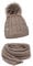 ELIMELI® Mütze Schal Damen Winter Kombi Set - warme Strickmütze Wintermütze mit Bommel und EIN passender XL Schal - Slouch Strick Beanie Bommelmütze Made in EU Farbenauswahl 15568 (Cappuccino)