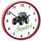 CreaDesign, WU-02-1104, Traktor Wanduhr für Kinderzimmer, personalisierbar mit Namen, Rahmen rot, Durchmesser 19,5 cm