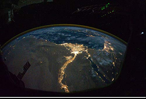 Fabulous Poster Plakat ISS Großartiges Foto der Nacht Erde Ägypten Weltraum Raumstation