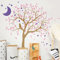 Großer Baum Wandaufkleber mit Eule, Mond und Sternen Kinderzimmer Wandbild Dekoration 088 (Äste nach rechts, Hellbraun, Zartrosa, Lavendel)