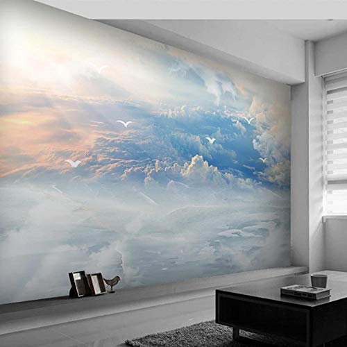 DAISHIHAN Papier peint mural 3D moderne bleu ciel blanc nuage mouette salon canapé chambre fond peinture murale