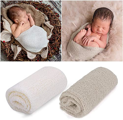 2 Stücke Baby Neugeborenen Foto Requisiten - Fotoshooting Wrap, Decke, Stretch Knit DIY Neugeborenen Requisiten Prop