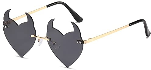 Randless Teufel Hörner Herz Form Sonnenbrille Für Frauen Retro Neuheit Funon Dämon Ohr Herzförmige Brille Halloween Party Cosplay -Brillen Accessoires