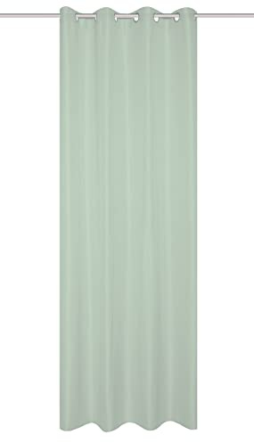 HOMEbasics 800530 Ösen Fertigschal Softy halbtransparent, Farbe:Salbei, Größe:160 x 140 cm, Anzahl:1x, Aufhängung:Ösen
