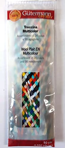 Gutermann Filo da Rammendo in Lana Acrilica – Treccina Multicolor 24 Colori, 96 Agugliate + Ago Incluso – Kit da Cucito per Rammendi, Ricami e Lavori Creativi – Giorgetti Strass